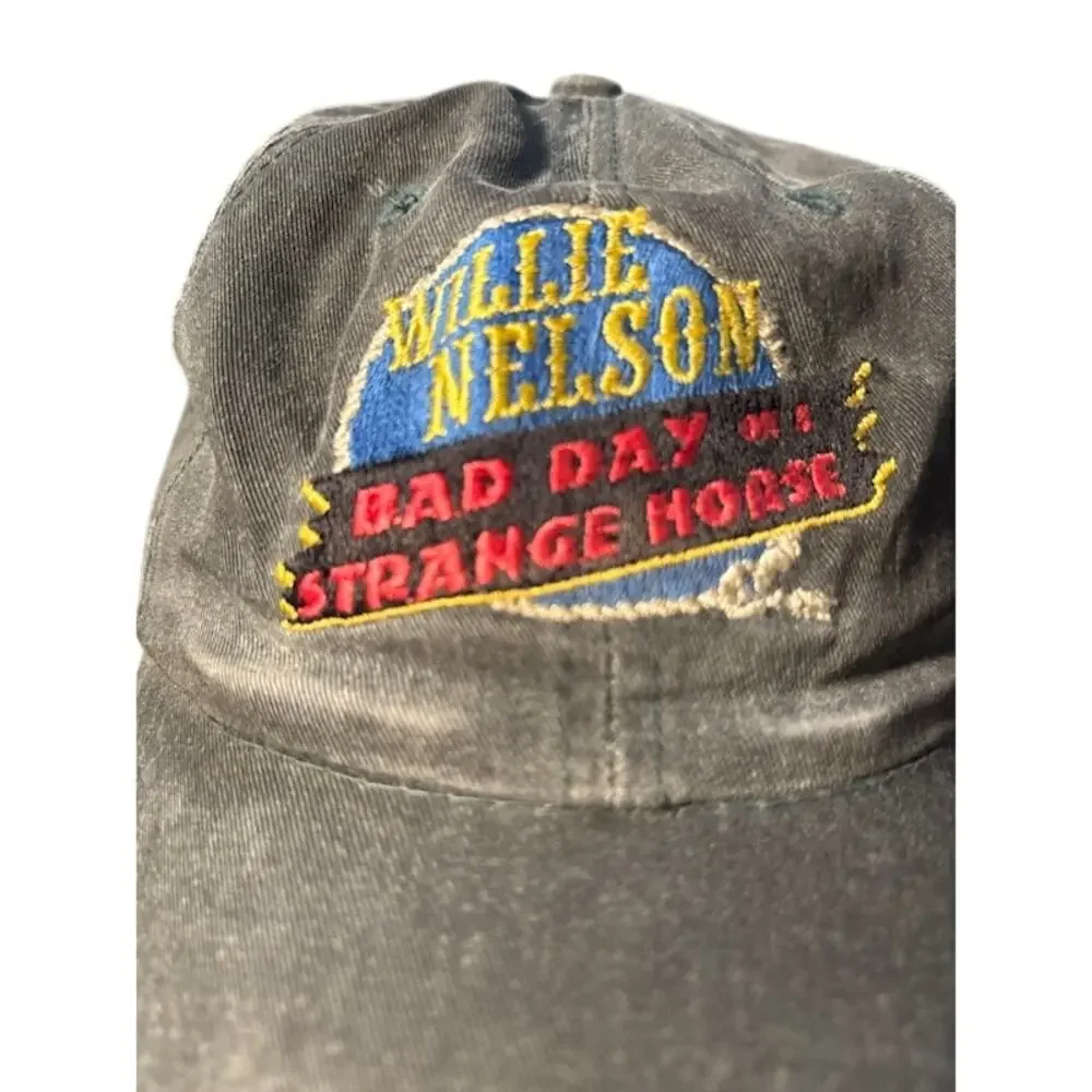 Vintage Willie Nelson dad hat Bad Day on a Strange Horse cap adjustable gray